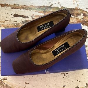 Stuart Weitzman Brown Silk Pumps